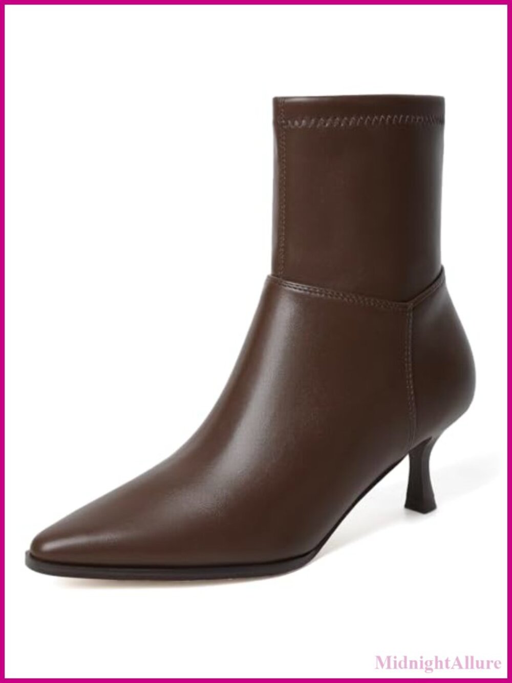 Kitten Heel Pointed Toe Booties Faux Leather Ankle Boots